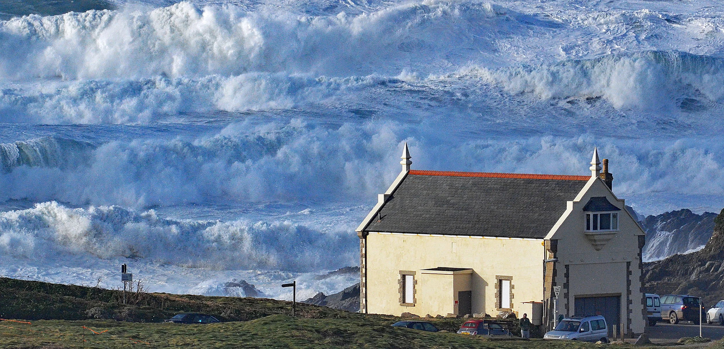   Storm Imogen  8.2.2016. Imogen smashed into Cornwall on the 7th and 8th of February of 2016 with fierce wind gusts up to  79 mph  at Culdrose and colossal waves. The Met Office recorded  19 m waves off Cornwall . The storm washed  tonnes of plastic