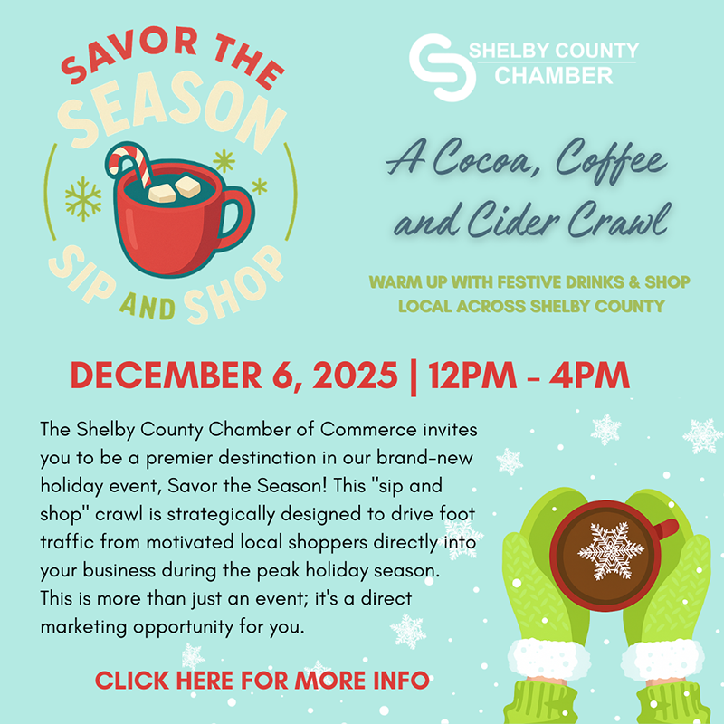 Shelby County Chamber: A Cocoa, Coffee and Cider Crawl (Dec. 6)