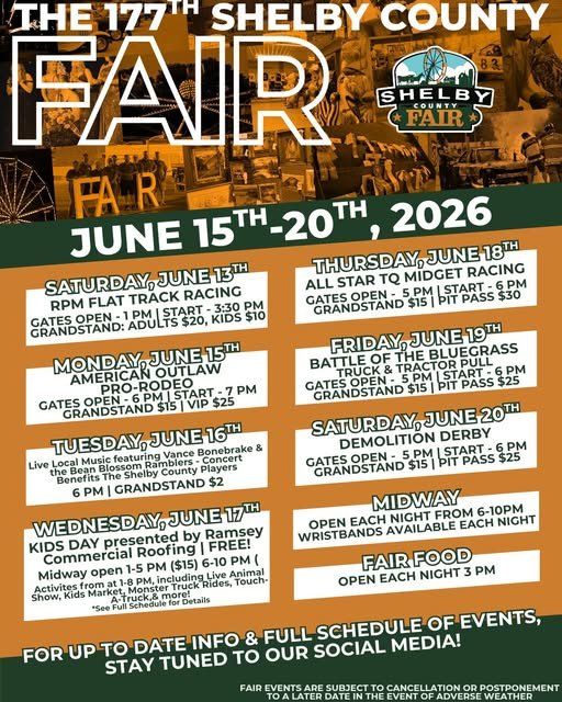 Shelby County Fair (June 15th-20th)