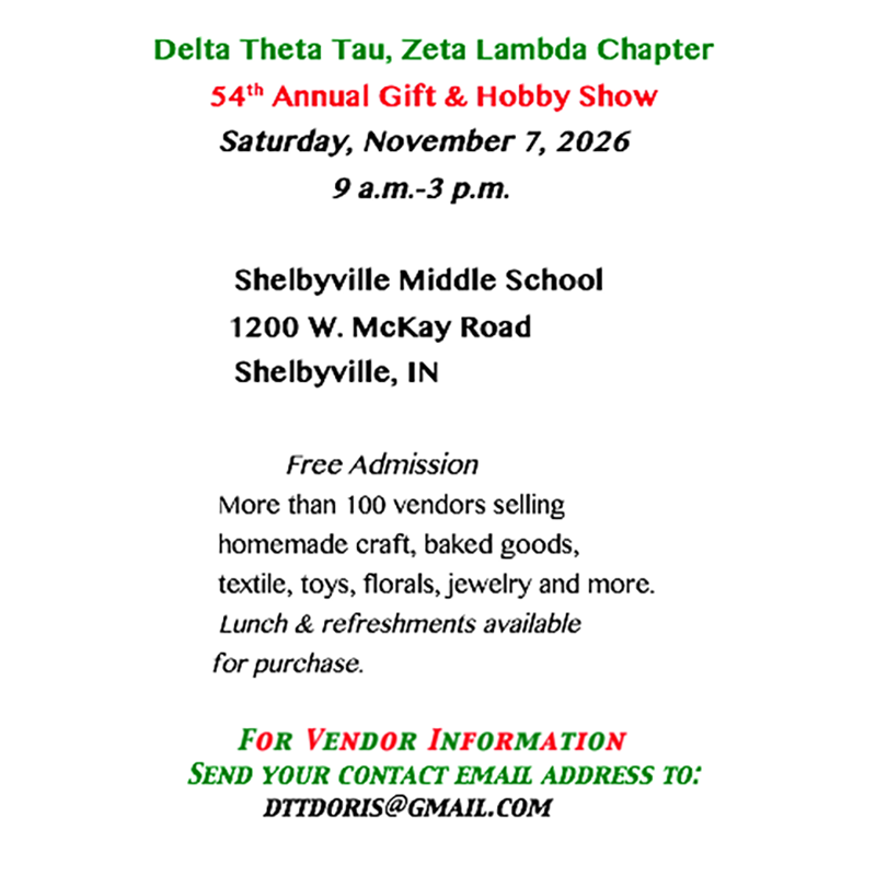 Delta Theta Tau, Zeta Lambda Chapter: Gift &amp; Hobby Show (Nov. 7)