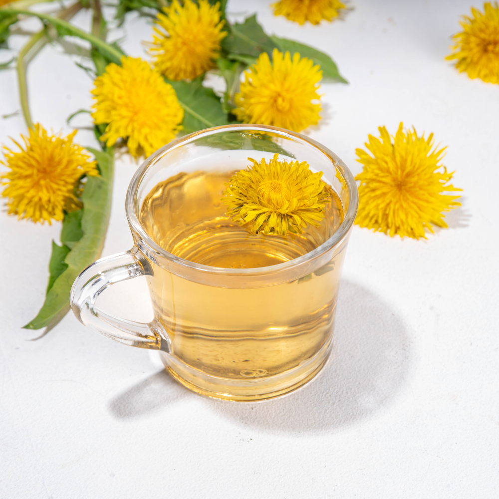 Fresh homemade dandelion tea