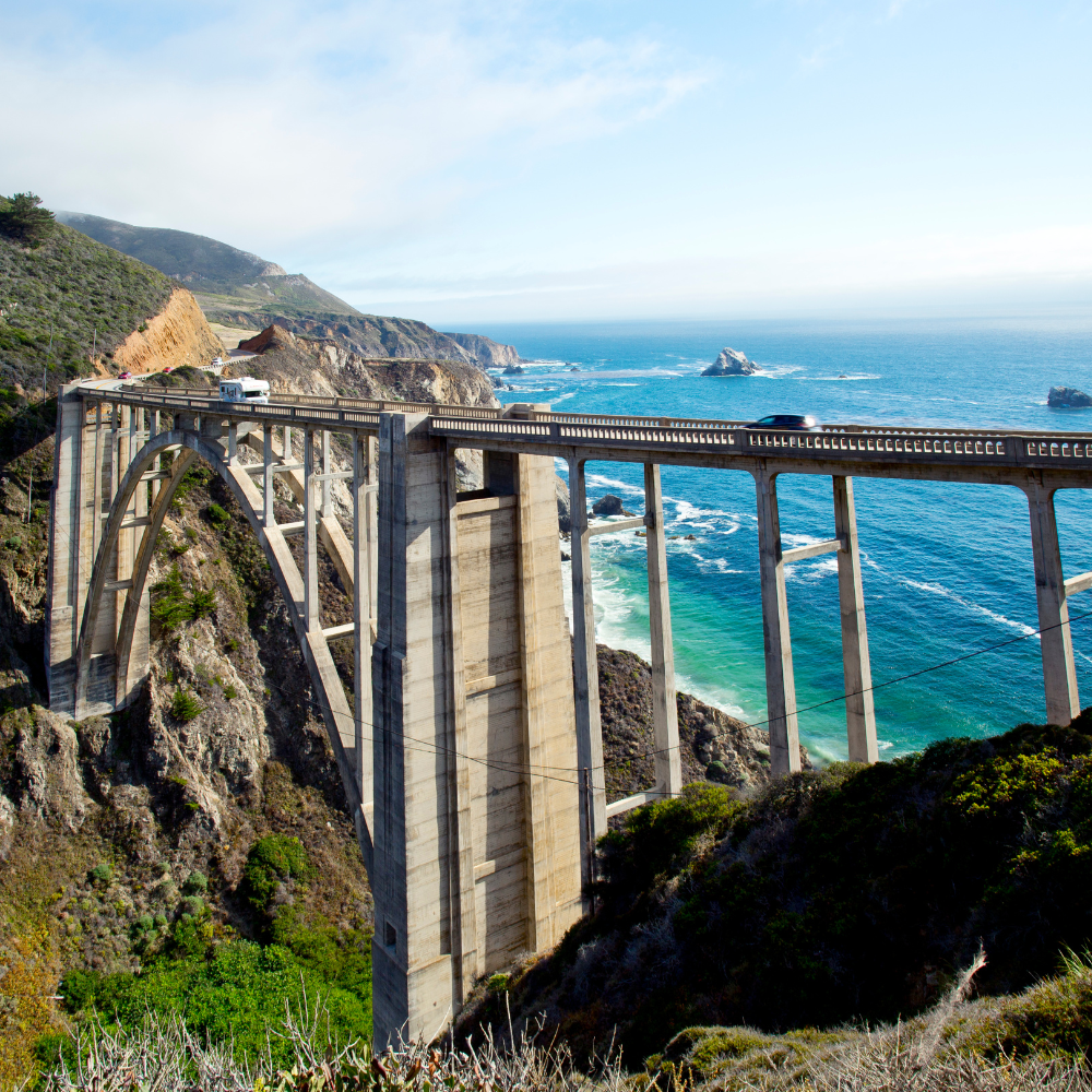 Coastal cliffs and Pacific Ocean views along Big Sur in March