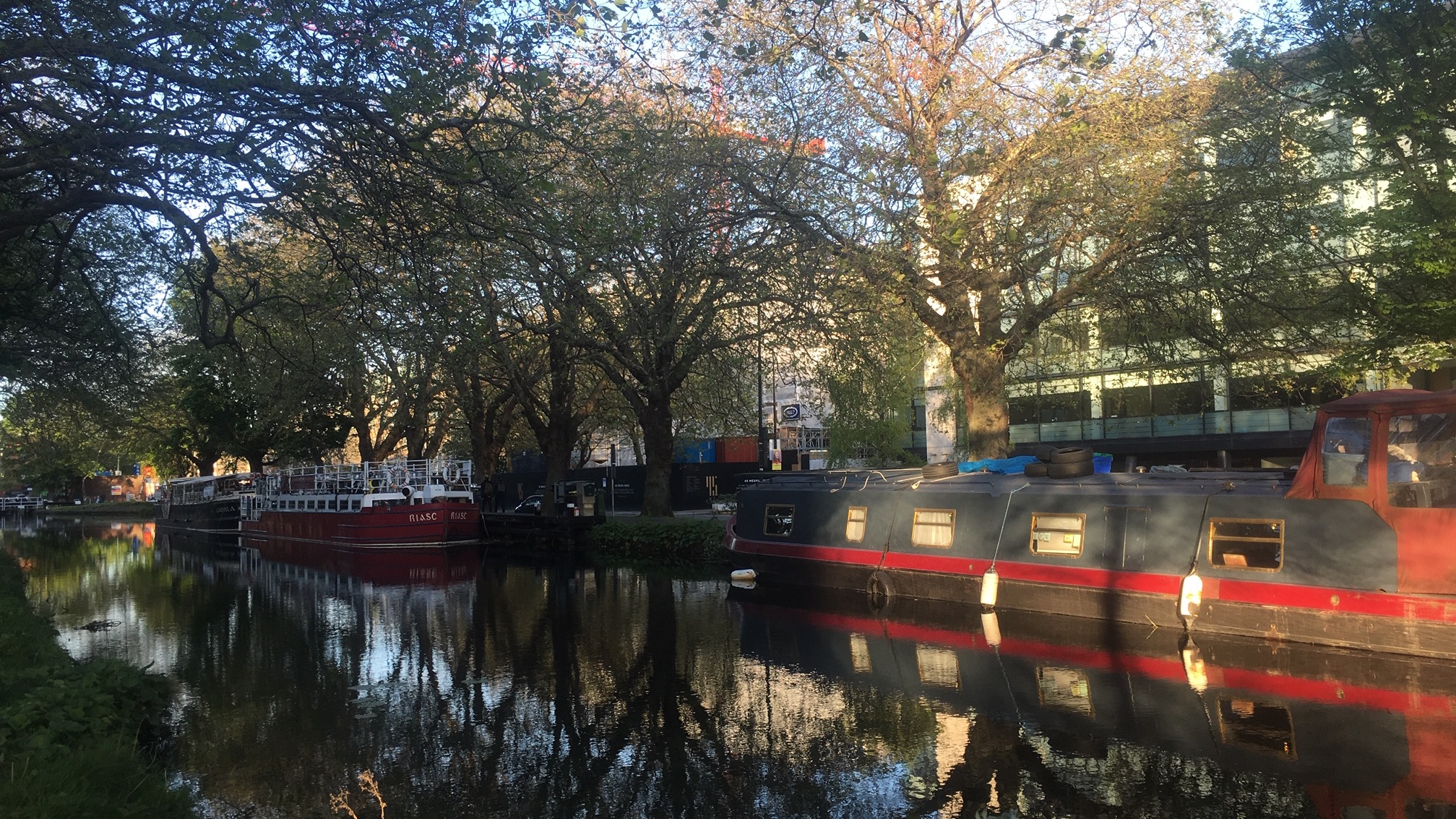 A Dublin Canal with 3 boats