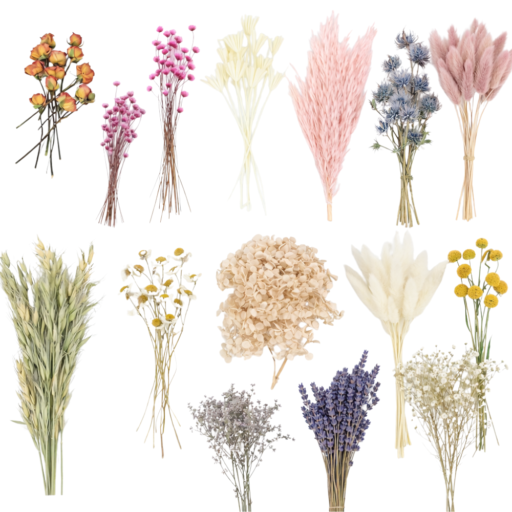 DIY natural dried flower set for creating a handmade Easter