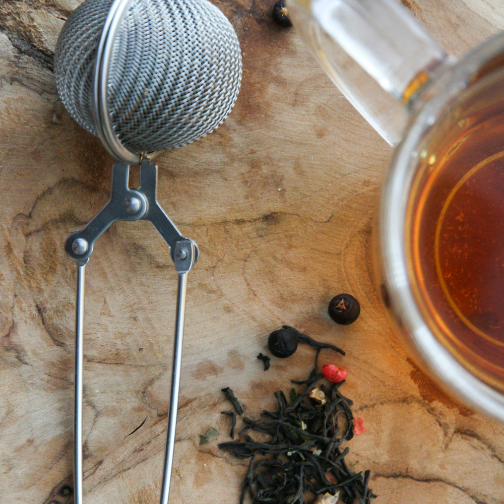 Ingredients for a classic London Fog recipe including Earl Grey tea, milk, vanilla, and sweetener.