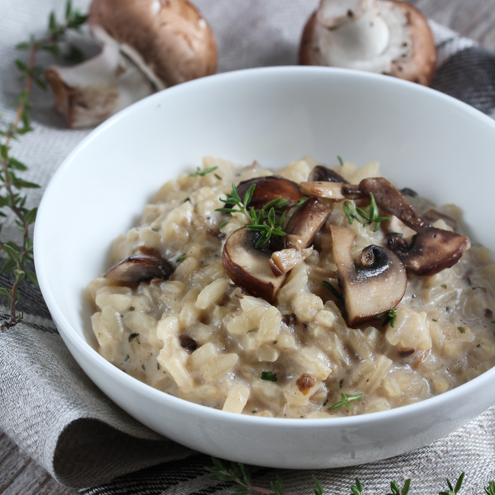 Plate with mushroom risotto