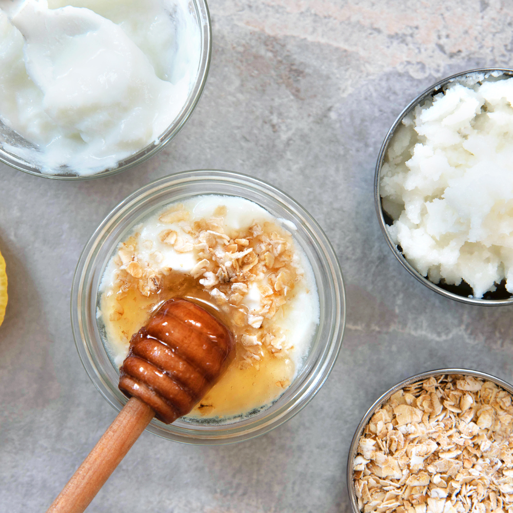 Brightening oatmeal and yogurt face mask for glowing skin