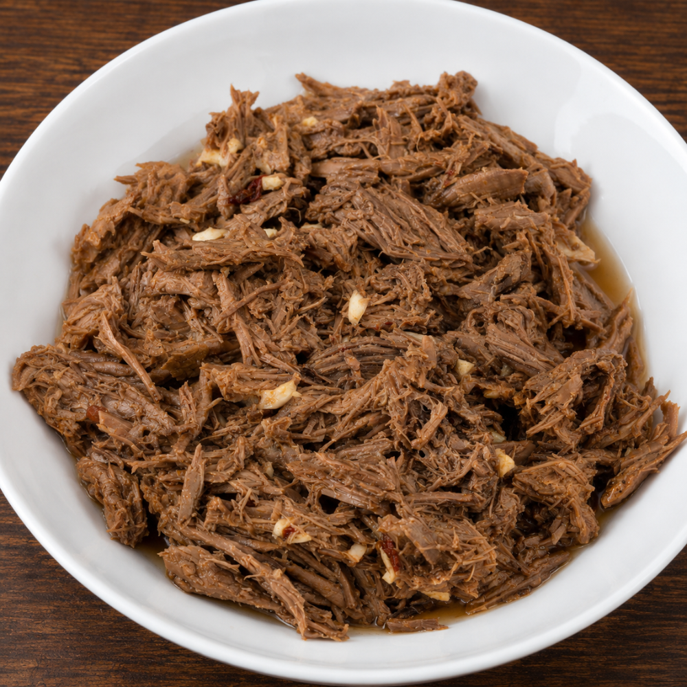 Shredding beef for Cuban ropa vieja recipe