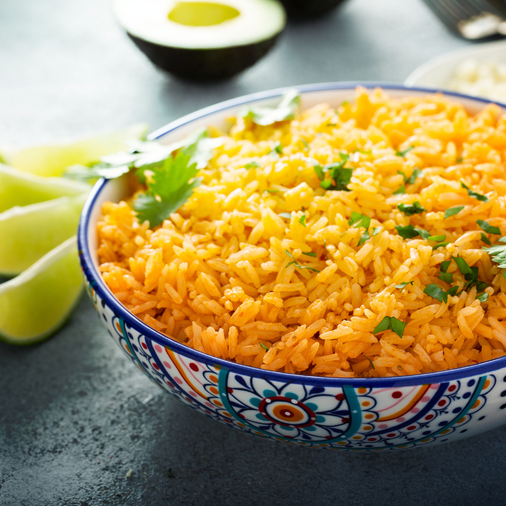 Fluffy Spanish rice served in a bowl ready to eat