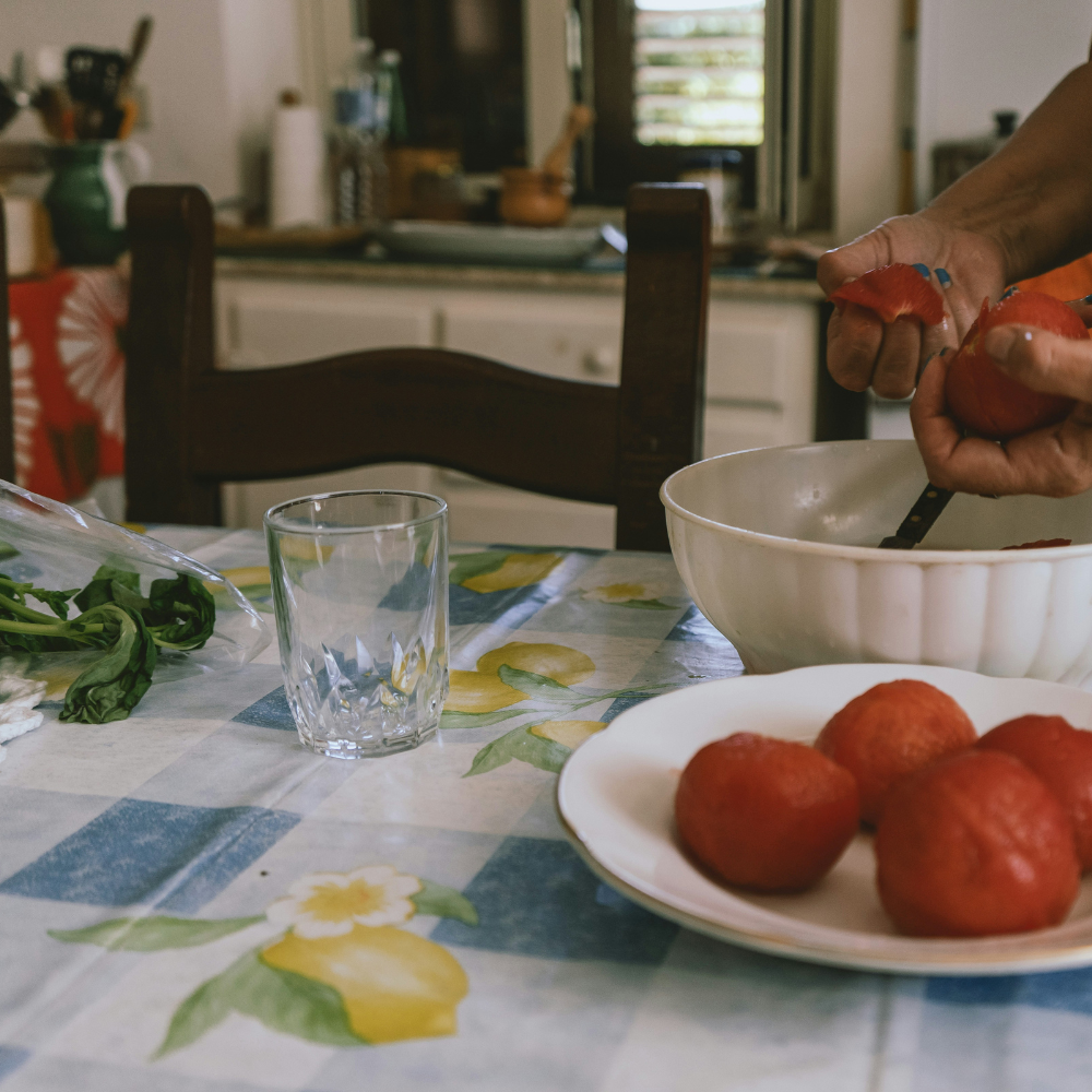 Blanching and peeling tomatoes for pomodoro sauce