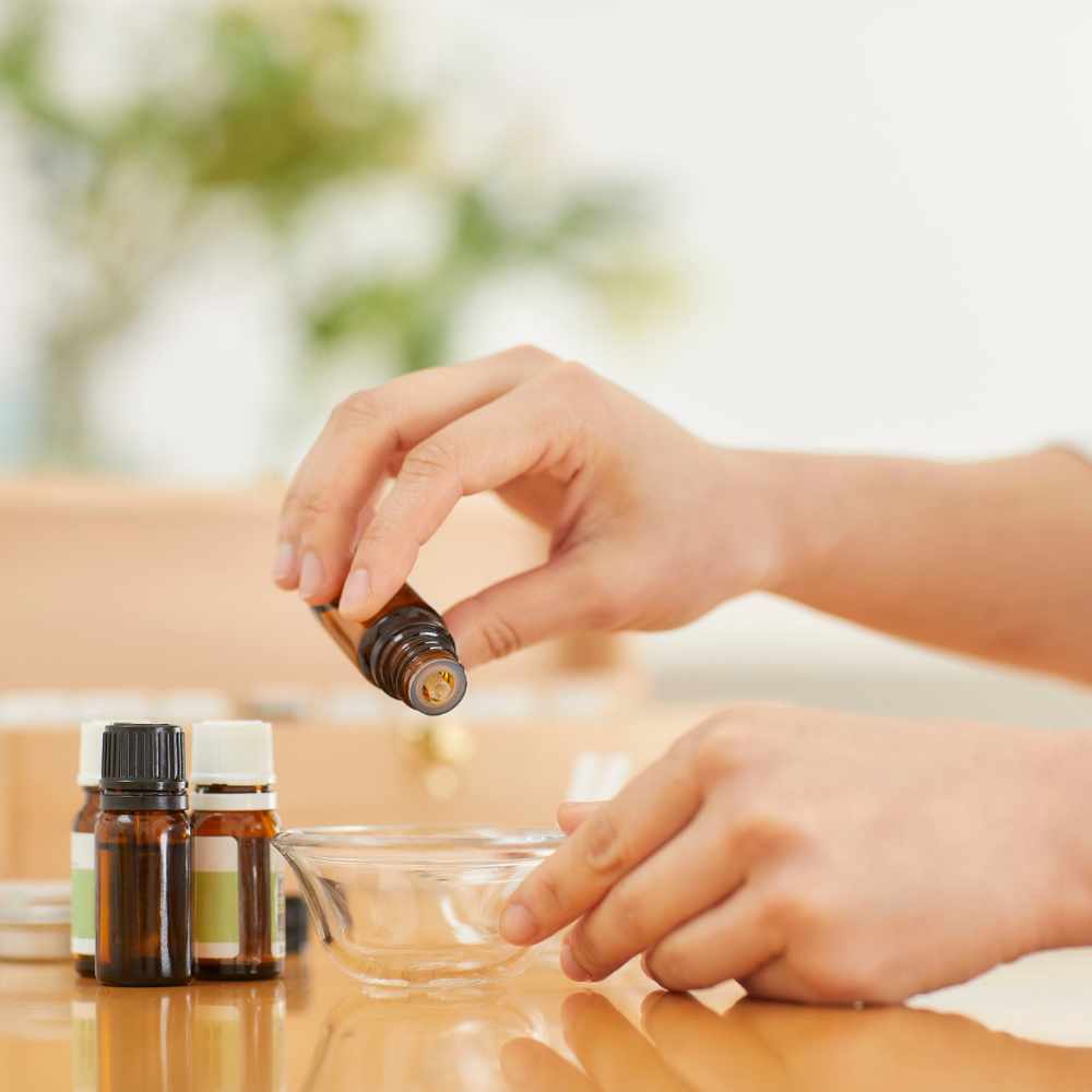 Adding essential oils to a homemade sugar scrub