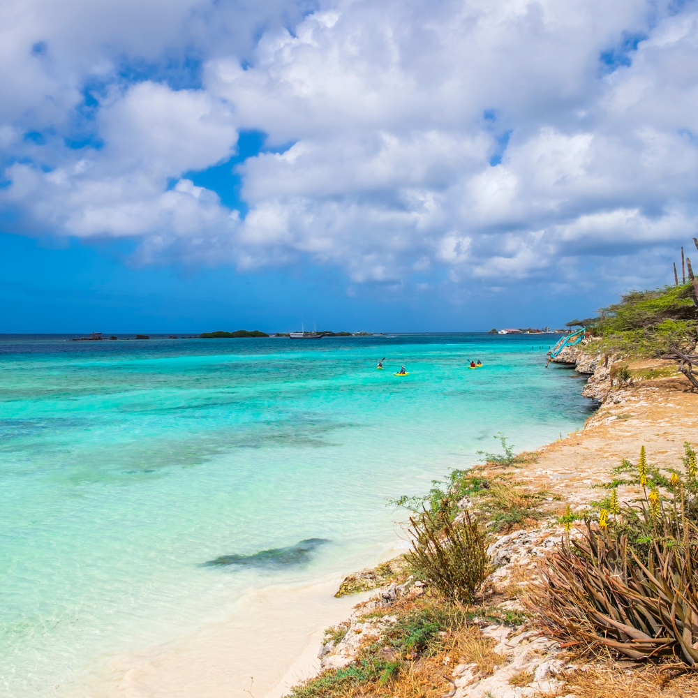 Mangel Halto Aruba snorkeling spot with clear shallow water and wooden platforms
