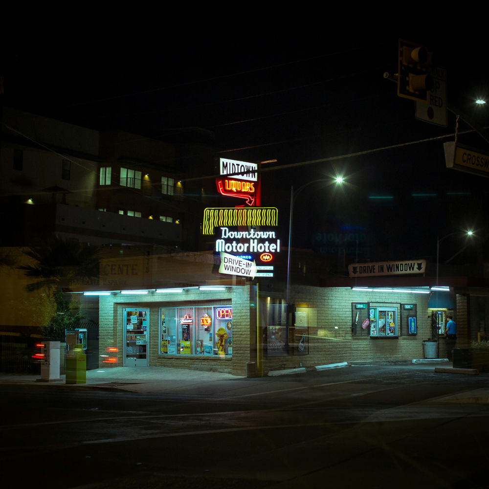 Downtown Tucson Arizona with vibrant city streets, local shops, restaurants, and colorful street murals.