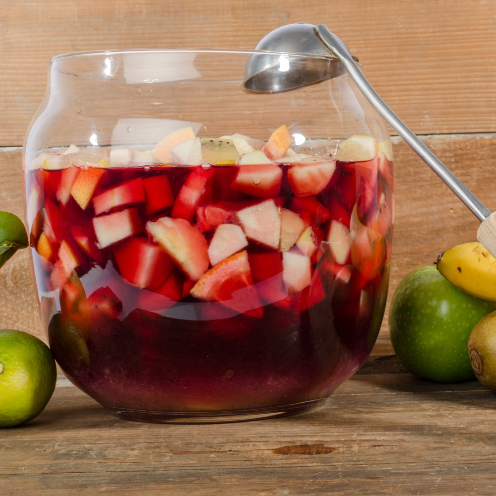 Make-ahead Christmas punch chilling in a pitcher before serving