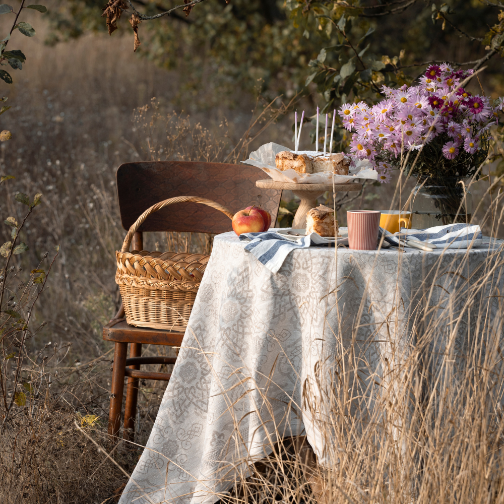 harvest garden party with candles and seasonal decor