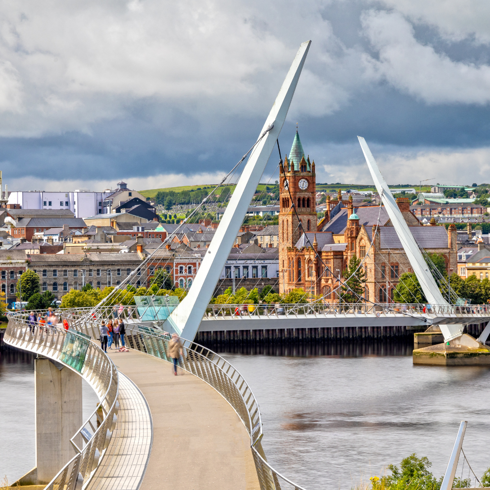 Peace Bridge in Derry spanning the River Foyle
