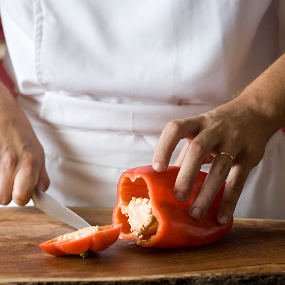 Bell peppers cut and cleaned, ready to be stuffed for a classic stuffed bell pepper recipe