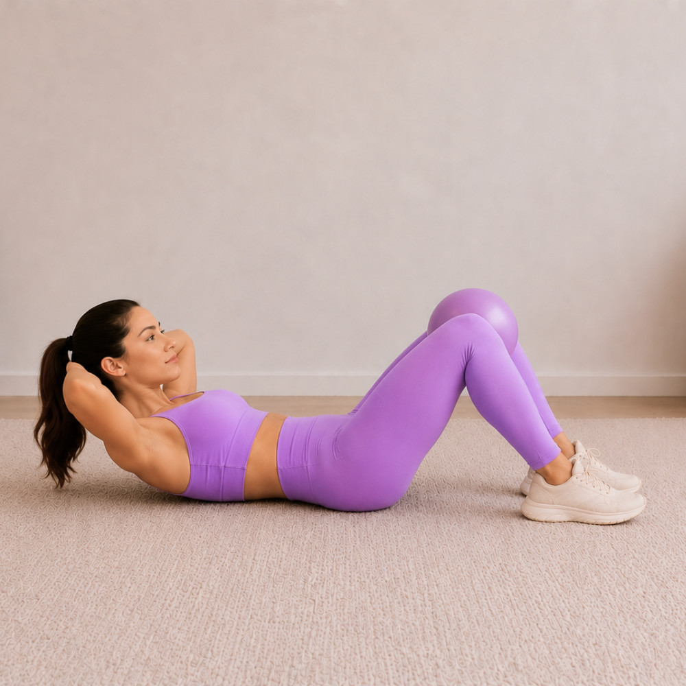 Stability ball crunch pulses for deep core and abdominal activation