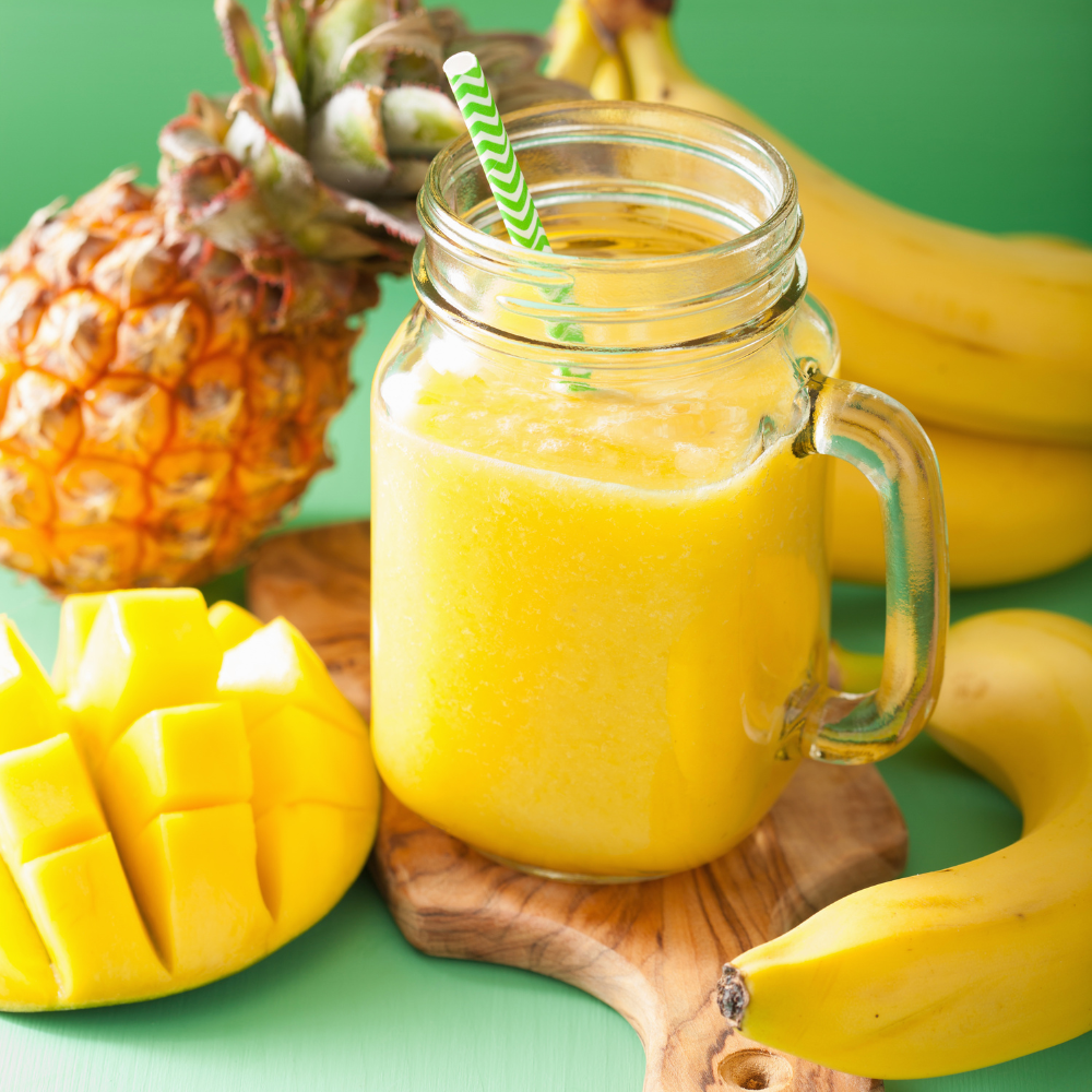 Homemade tropical mango smoothie