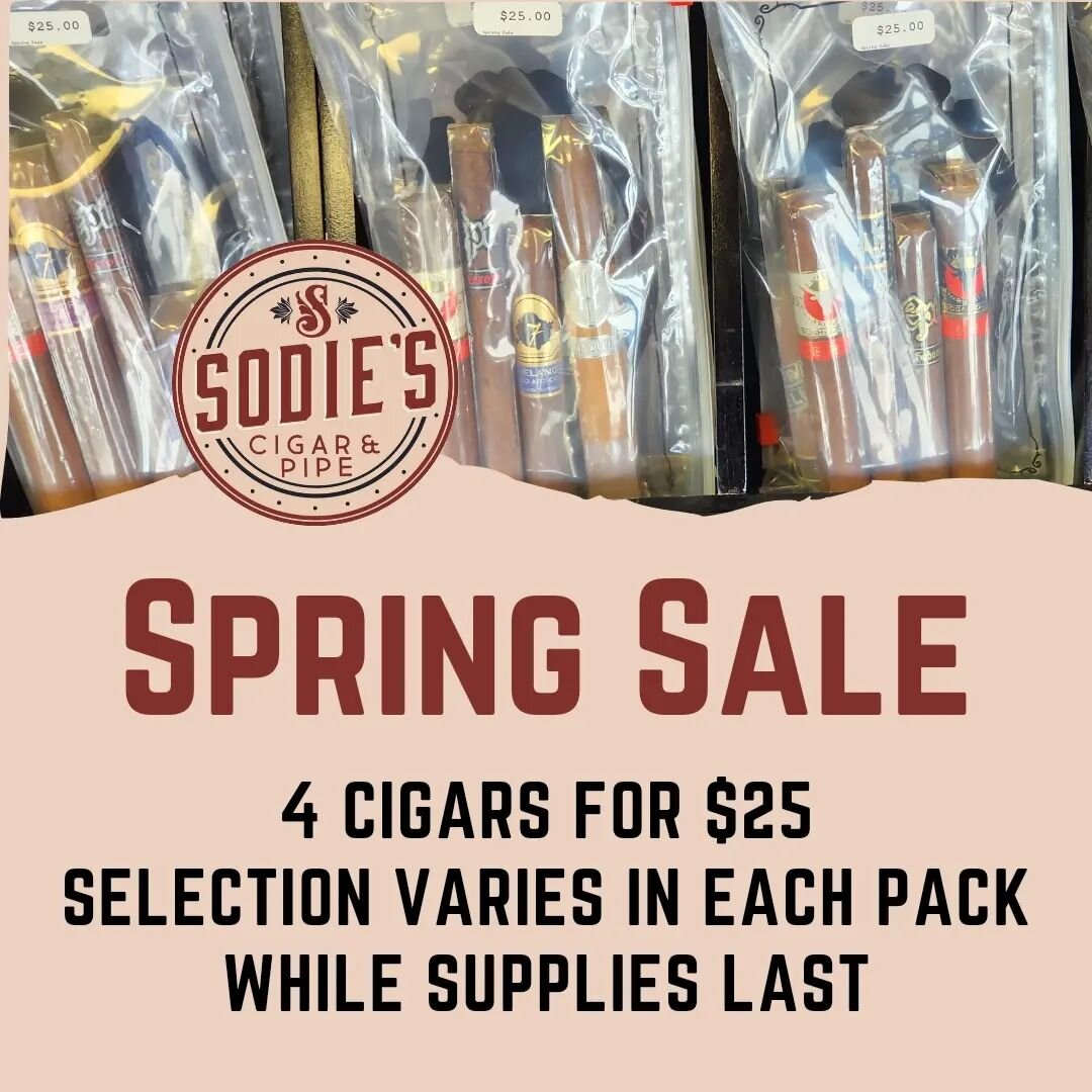 We've created some sampler packs for you- perfect for the golf course, fishing, or relaxing on your deck. 
Each pack had four cigars for $25, selection varies by pack. Stop in today and stock up for the weekend!
.
.
.
#CigarDeals #SpringSale #SpringC