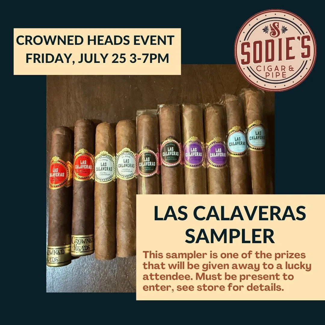 Who doesn't love free cigars?
This #LasCalaveras sampler up for grabs at tomorrow's @thecrownedheads event. Join us Friday, July 25th 3-7pm in the shop for deals on cigars, gifts with purchase, and the chance to win this and other great items.

#nows