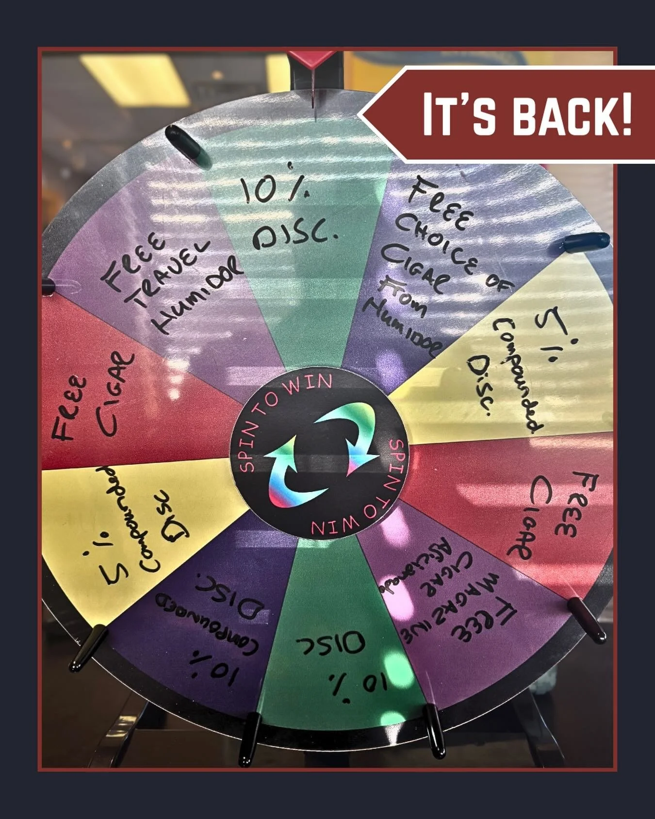 Our Deal Wheel is back 🎉

Stop by the store before January 31 to learn how you can take a spin.

See you at Sodies! 

#cigardeals #cigarstore #minnesotacigars