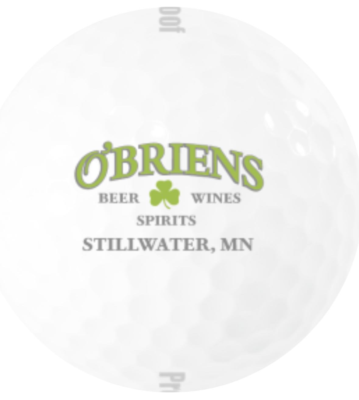 Image depicts the O'Brien's Beer Wines and Spirits logo with a green shamrock as well as the location Stillwater, MN