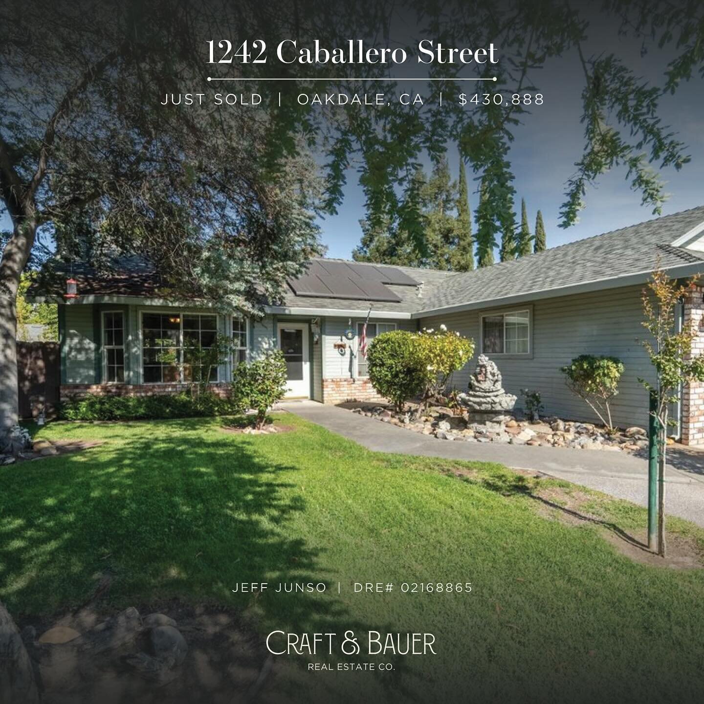 JUST SOLD 🤩 Congratulations to the new owners of this gorgeous 3-bedroom home!⁠
⁠
🏡 1242 Caballero Street⁠
📍 Oakdale, CA⁠
💰 $430,888⁠
⁠
Vaulted ceilings and fireplace in the living room that opens into the dining area and kitchen. Wonderful backy