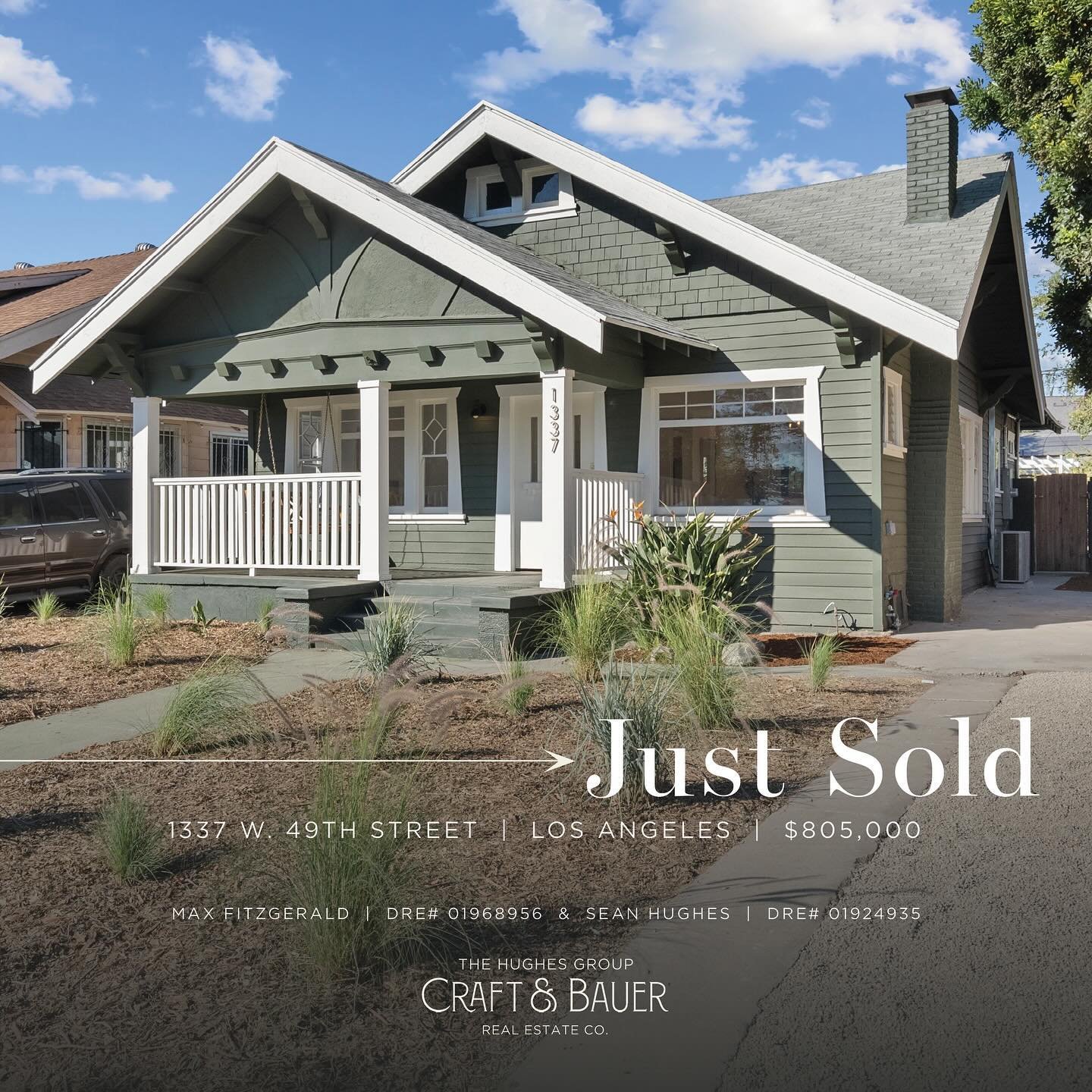 JUST SOLD 🎉 Congratulations to the new owners of this fully remodeled, beautiful 3-bedroom Craftsman! ⁠
⁠
🏡 1337 West 49th Street⁠
📍 Los Angeles, CA⁠
💰 $805,000⁠
⁠
Truly an LA Gem! The contemporary kitchen is a chef&rsquo;s dream. French doors le