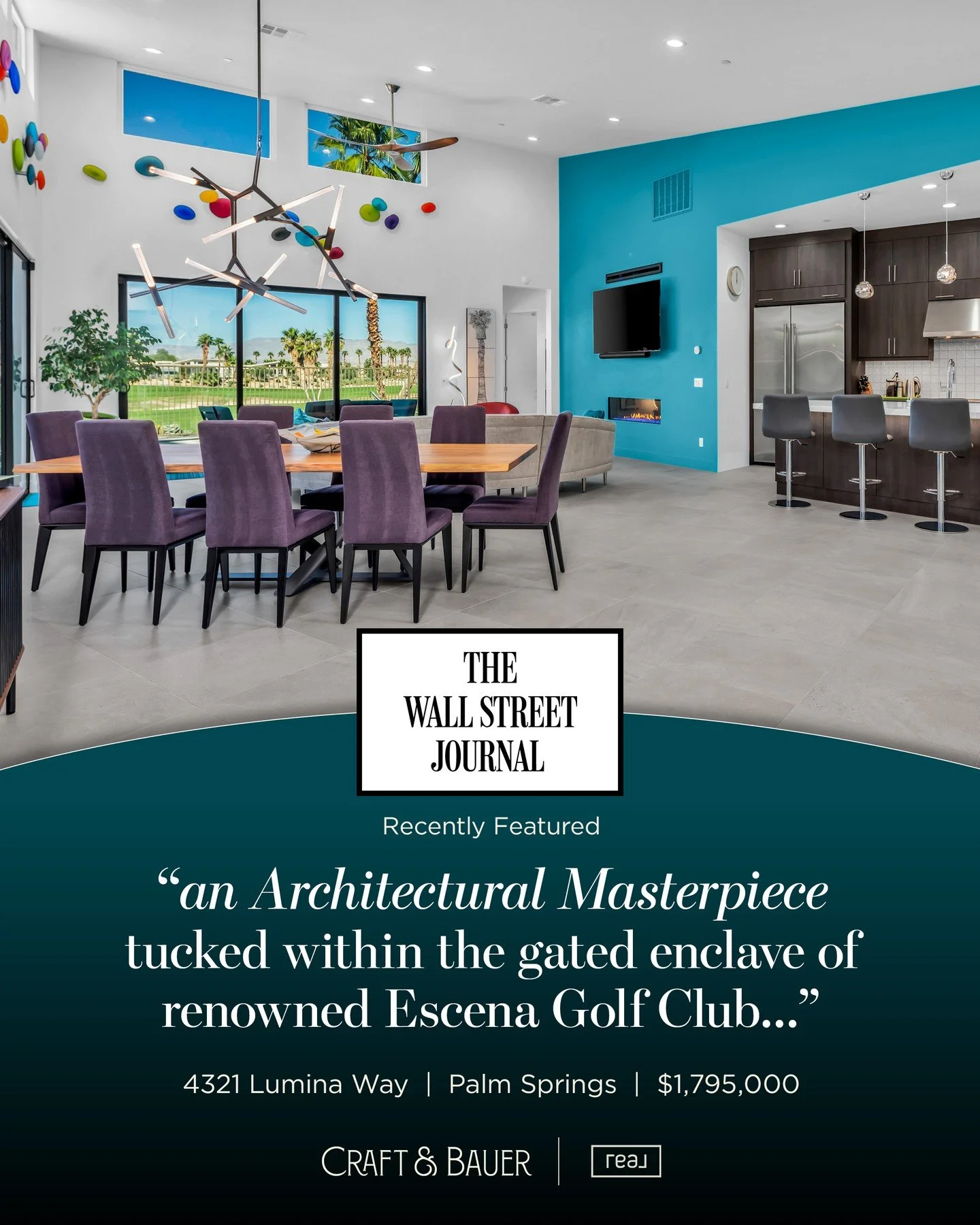 This beautiful listing of ours was recently featured in The Wall Street Journal, one of the leading voices in the global luxury market.✨⁠
⁠
At Craft &amp; Bauer | Real Broker, we are members of a select global real estate marketing network and an int