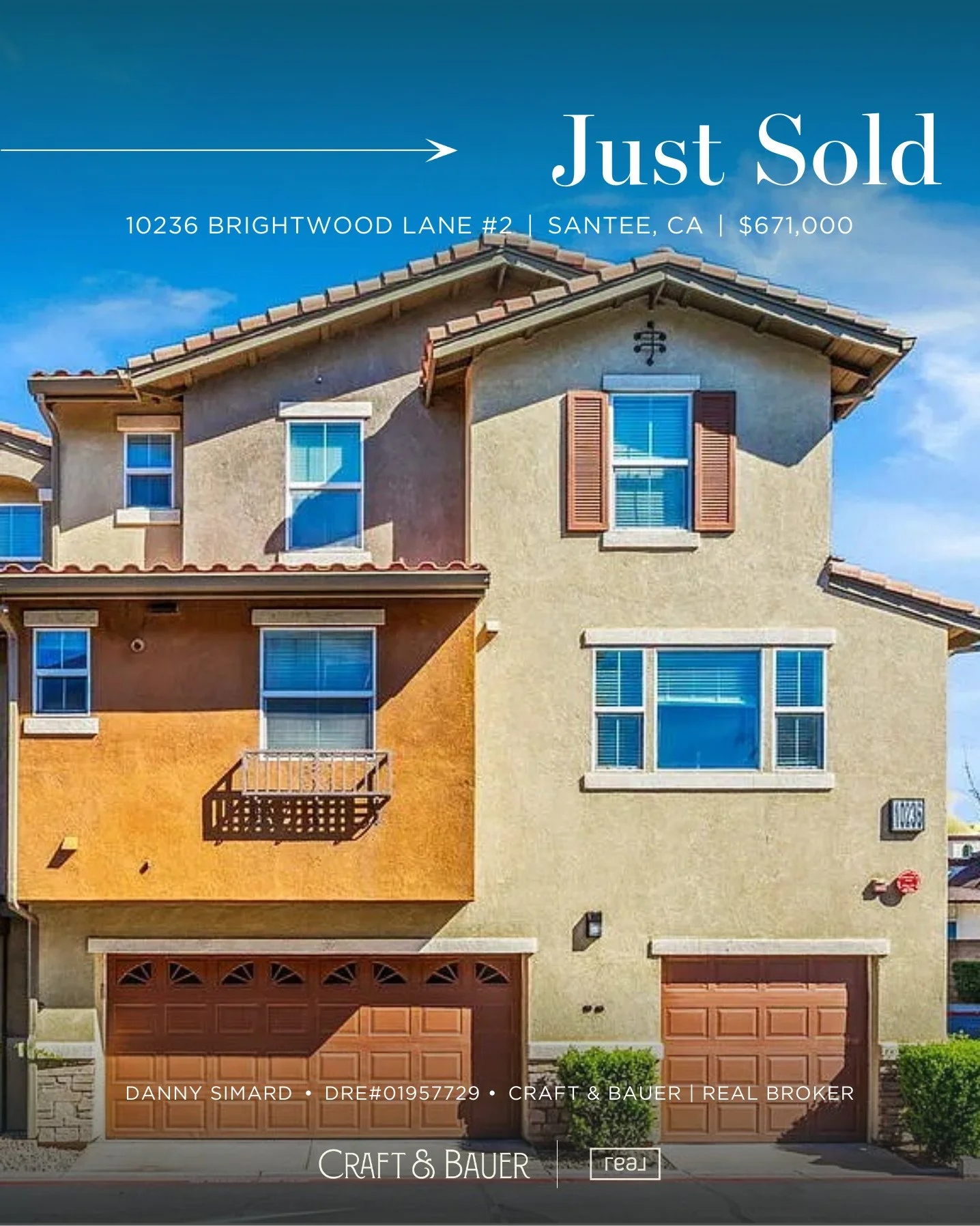 JUST SOLD 🎉 Congratulations to the new owners of this beautiful Morningside townhome in Santee!⁠
⁠
🏡 10236 Brightwood Lane#2⁠
📍 Santee, CA⁠
💰 $671,000⁠
⁠
Enjoy resort-style amenities, a two-car garage, low HOA fees, no Mello-Roos, and a convenien