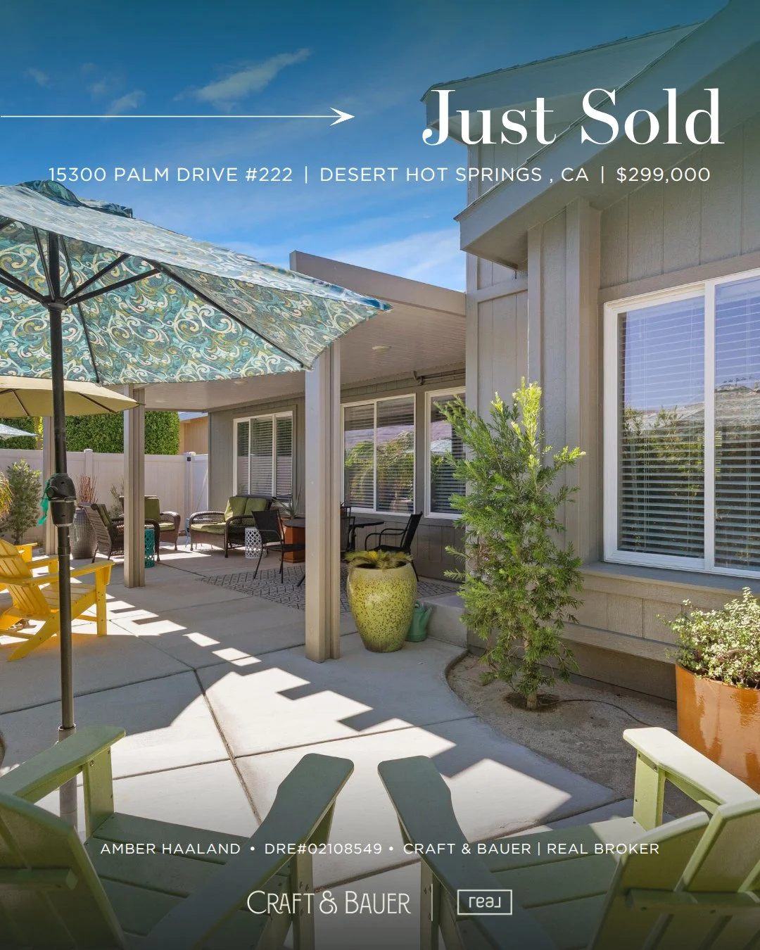 JUST SOLD ✨️ Congratulations to the new owners of this 2-bedroom turnkey home located in a desirable 55+ community!⁠
⁠
🏡 15300 Palm Drive #222⁠
📍 Desert Hot Springs, CA⁠
💰 $299,000⁠
⁠
Residents enjoy resort-style amenities, including  pool, spas, 