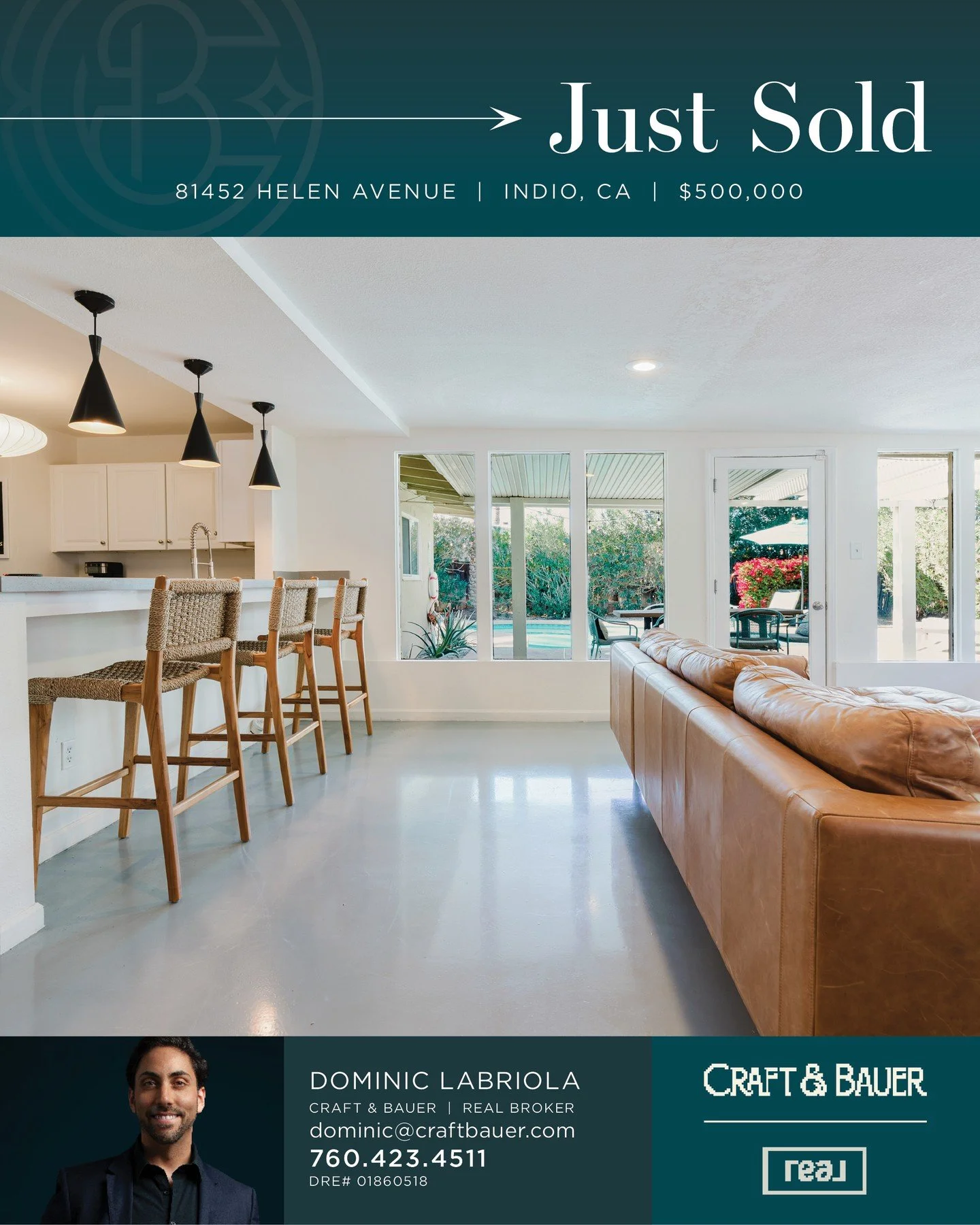 JUST SOLD 🌴 Congratulations to the new owners of this 3-bedroom Mid-Century Modern escape in the heart of Indio!⁠
⁠
🏡 81452 Helen Avenue⁠
📍 Indio, CA⁠
💰 $500,000⁠
⁠
Outside, your private resort awaits with a heated saltwater pool, retro spa, fire