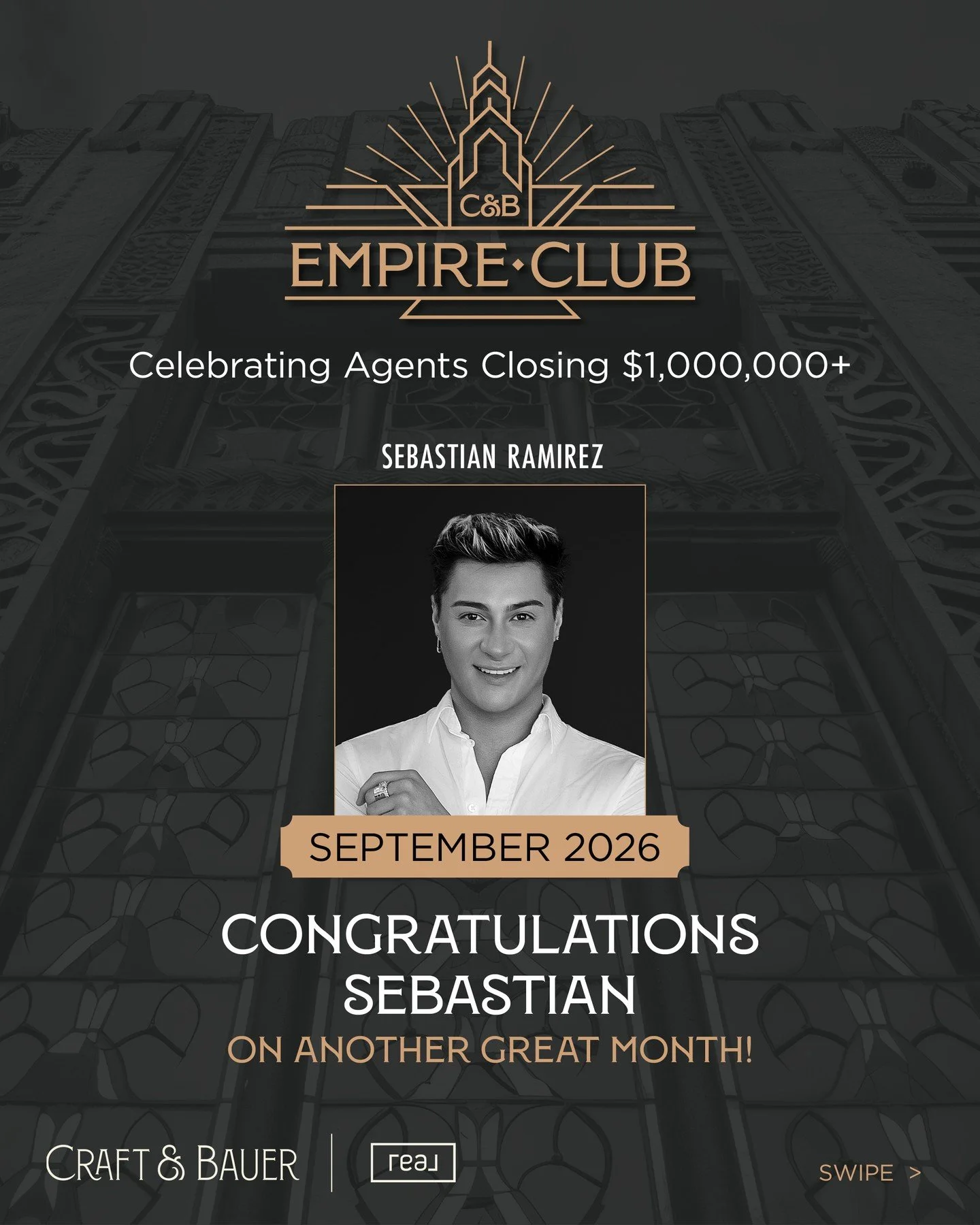🏆 SEPTEMBER EMPIRE CLUB INDUCTEE 🏆⁠
⁠
Congratulations to Sebastian Ramirez on an incredible September, closing $1.33M! 🎉👏 Celebrating another month of outstanding results, client trust, and new beginnings. Here&rsquo;s to continued success and ma