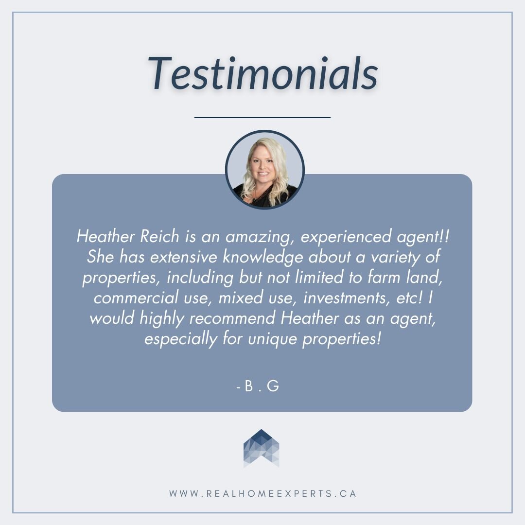 Thank you for your wonderful review! Heather Reich's extensive knowledge and dedication make her the perfect choice for all your unique property needs.
&bull;&bull;
🏠Real Home Experts
☎️519-783-7314
📍Real Broker Ontario
📧info@realhomex.ca
&bull;&b