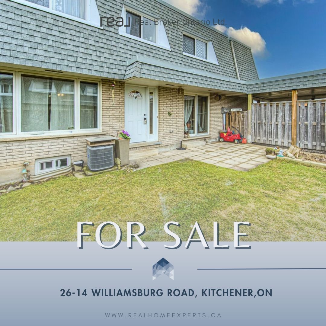 FOR SALE 🚨

📍 26-14 Williamsburg Road, Kitchener, ON

Attention first-time home buyers, downsizers, or investors! This well maintained townhome condo boasts three spacious bedrooms, 1.5 bath, and a finished basement. The home is move-in ready, awai