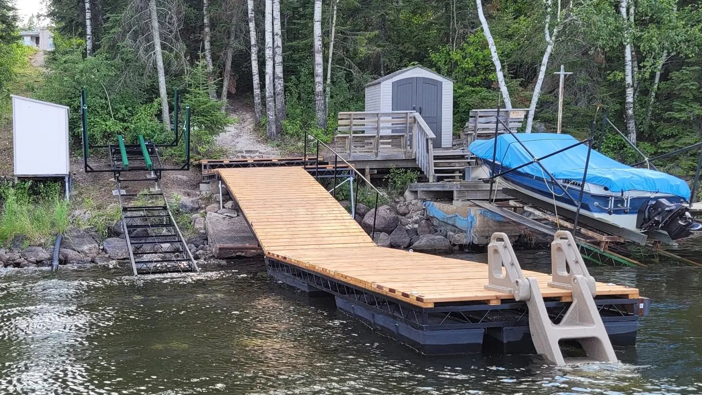 Complete Boat Rail Lift System, Reinforced Steel Deck, Arched Walkway, and Floating Dock package. Including an optional Tech Star dock stair and our Foam Boat Bumper.

The beauty of having a Boat Rail System when you also have a floating dock is that