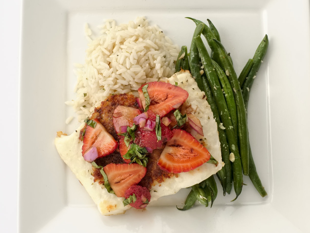 Halibut with Strawberry Balsamic Glaze