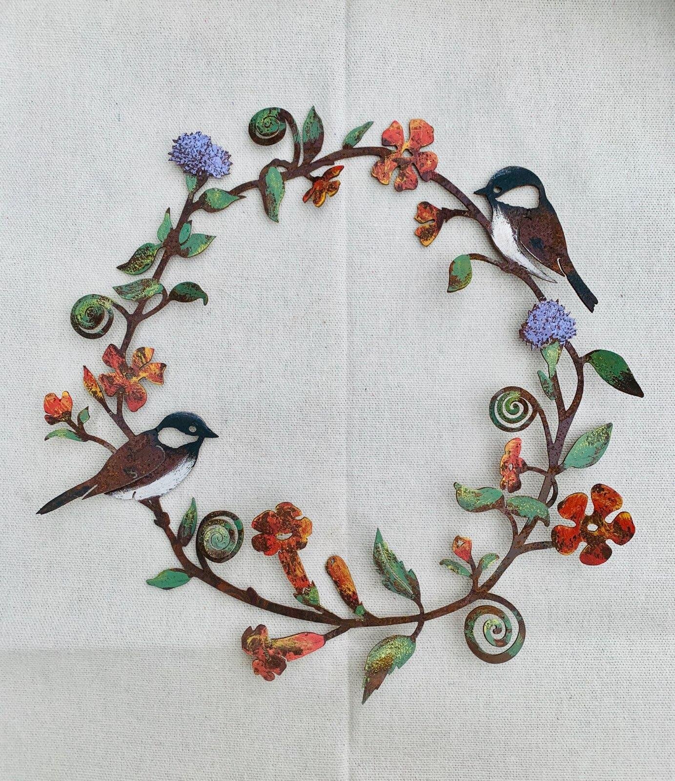 Chickadees and Flower Wreath