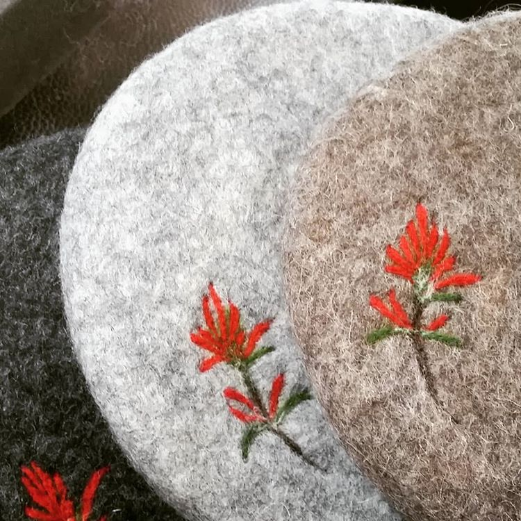 Wool trivet with Indian paintbrush
