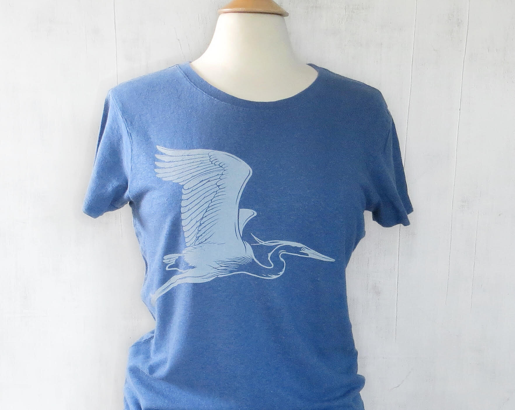 Women's Hemp/Organic Cotton T-Shirts with Great Blue Heron
