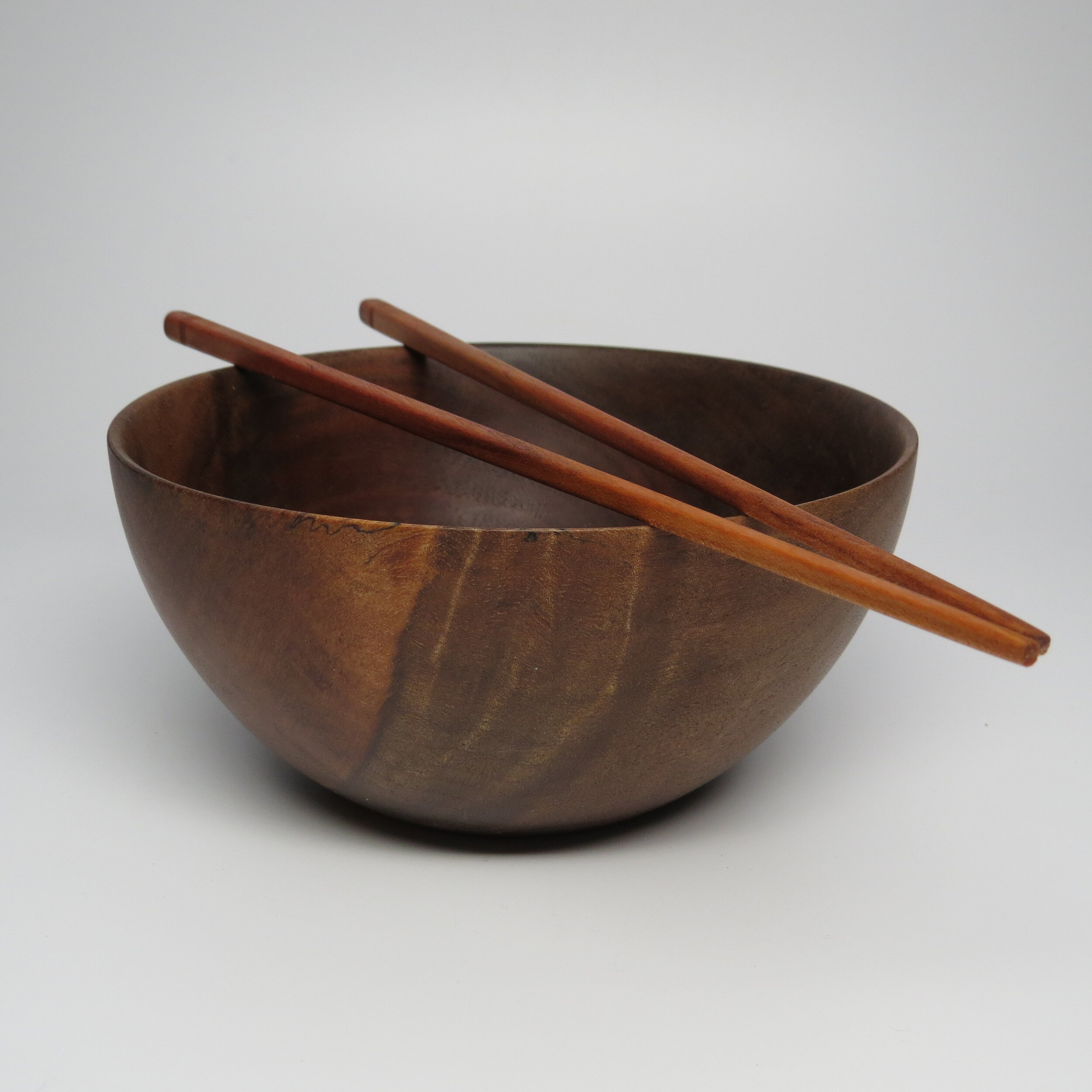 Walnut Bowl with Chopsticks