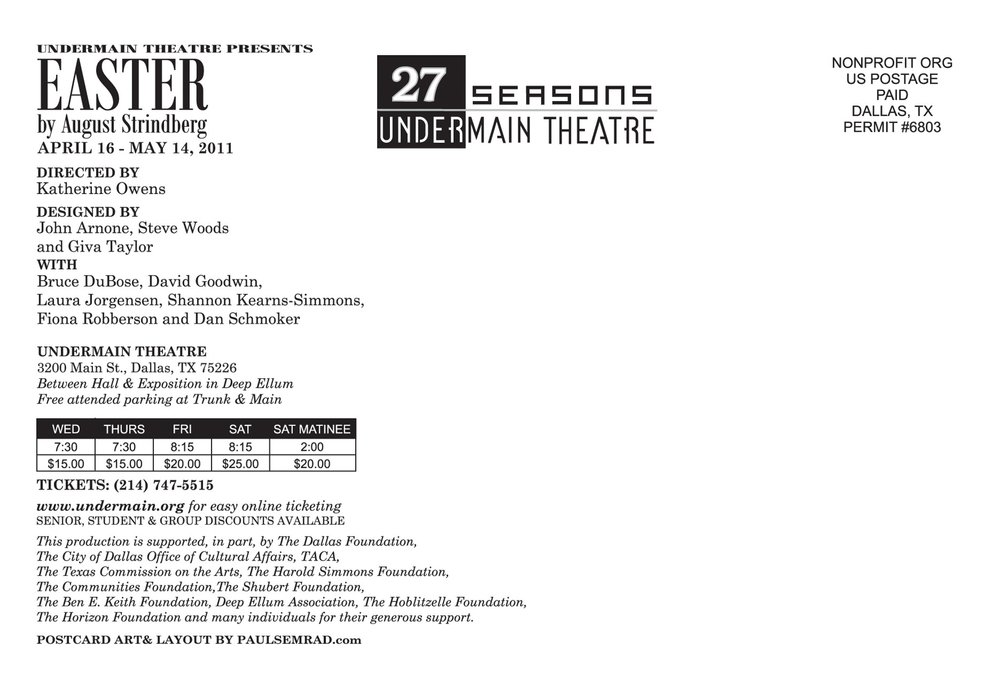 UNDERMAIN THEATRE ARCHIVE: Easter by August Strindberg, 2011