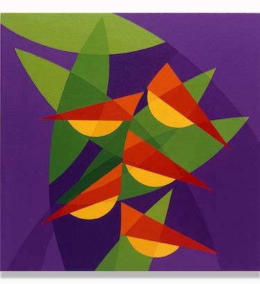 Colon Heliconia XXXII 1999 12x12” Acrylic on Canvas Panel Cliff Karhu Estate, Kyoto Japan