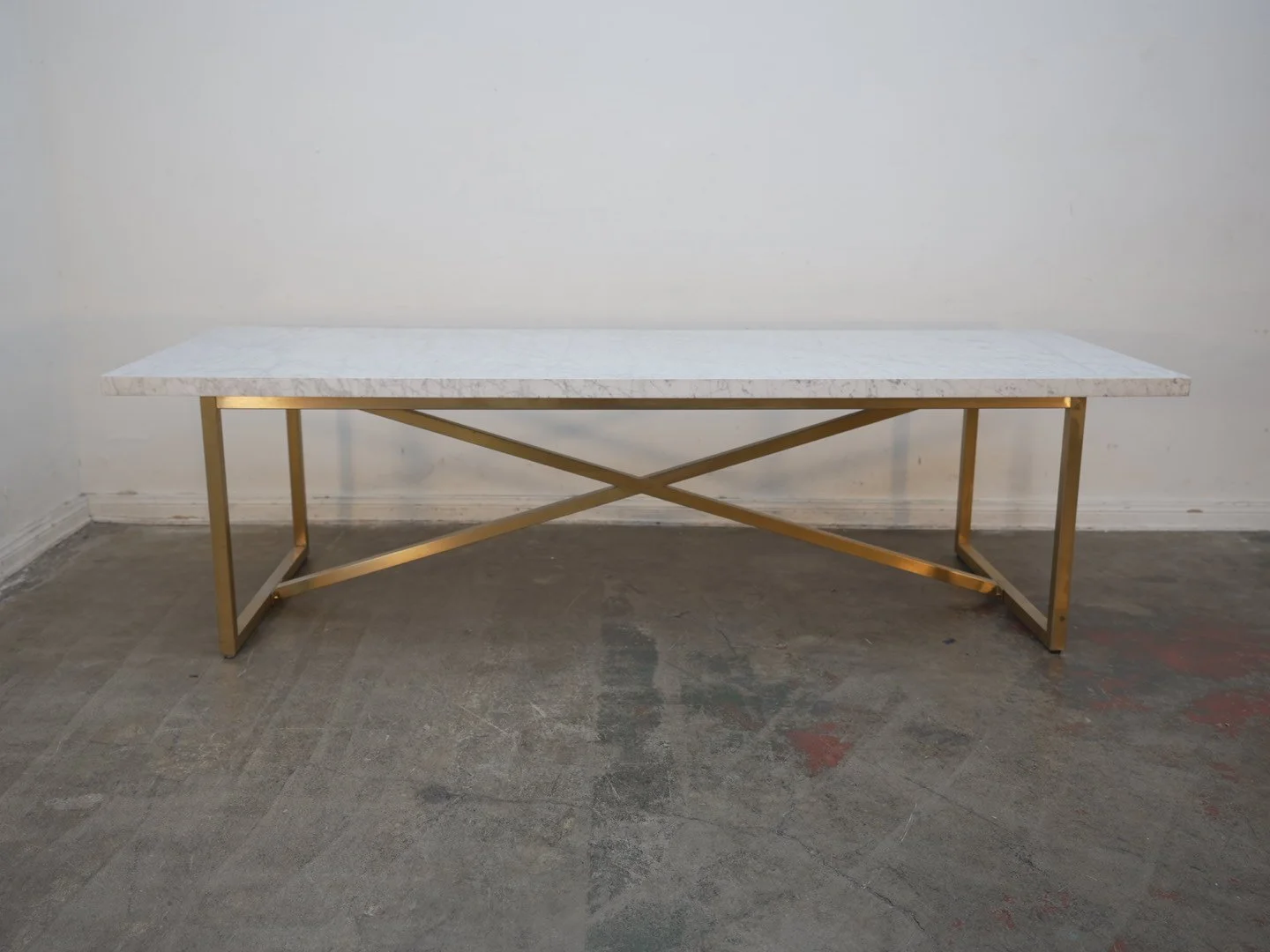 White Marble Top Dining Table w/ Gold Metal Base