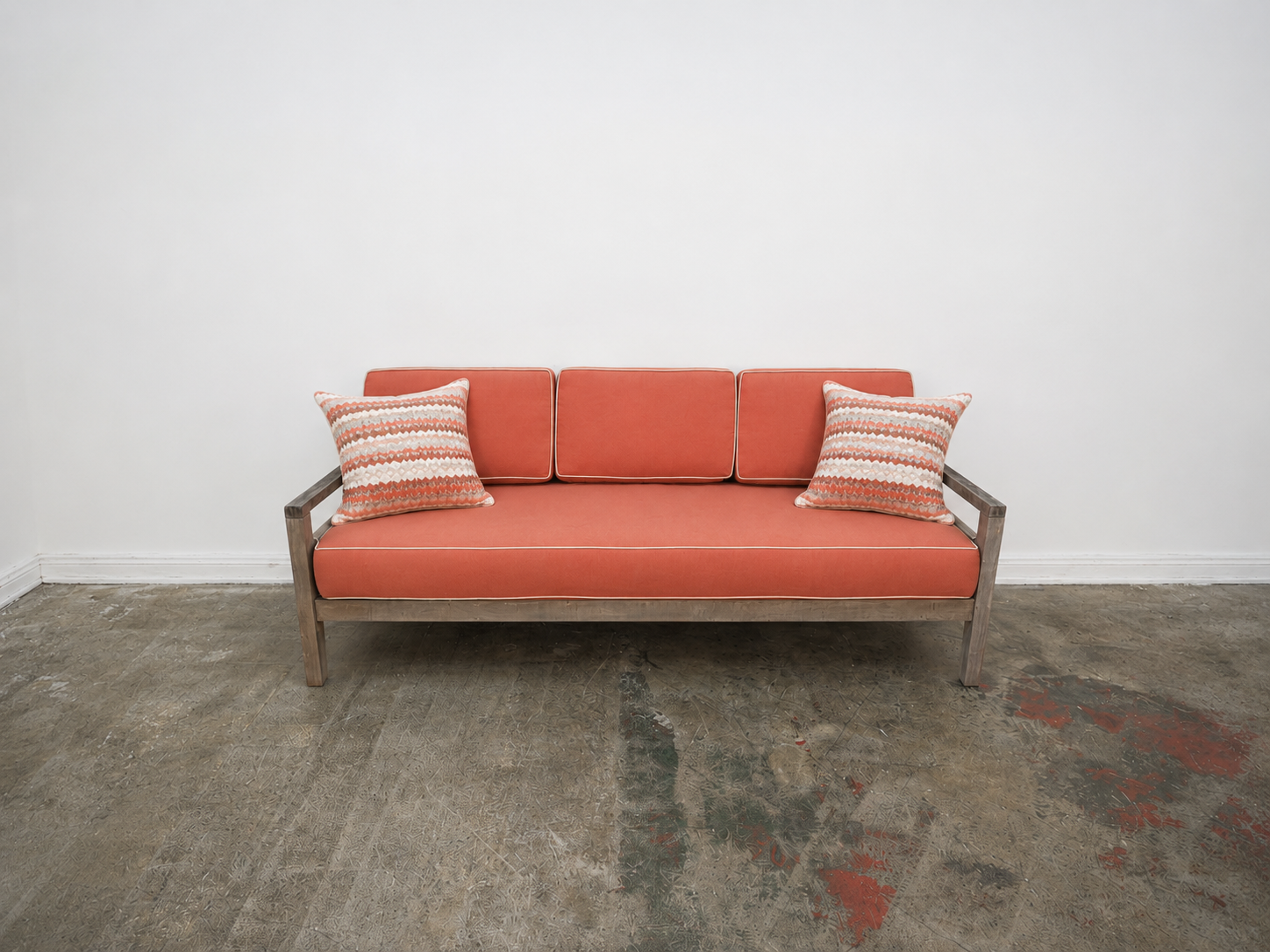 Teak Outdoor Sofa New Foam & Sunbrella Fabric + 2 Pillows