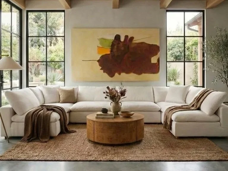 6-Pc Restoration Hardware Cloud Sofa in White w/ New Feather Inserts