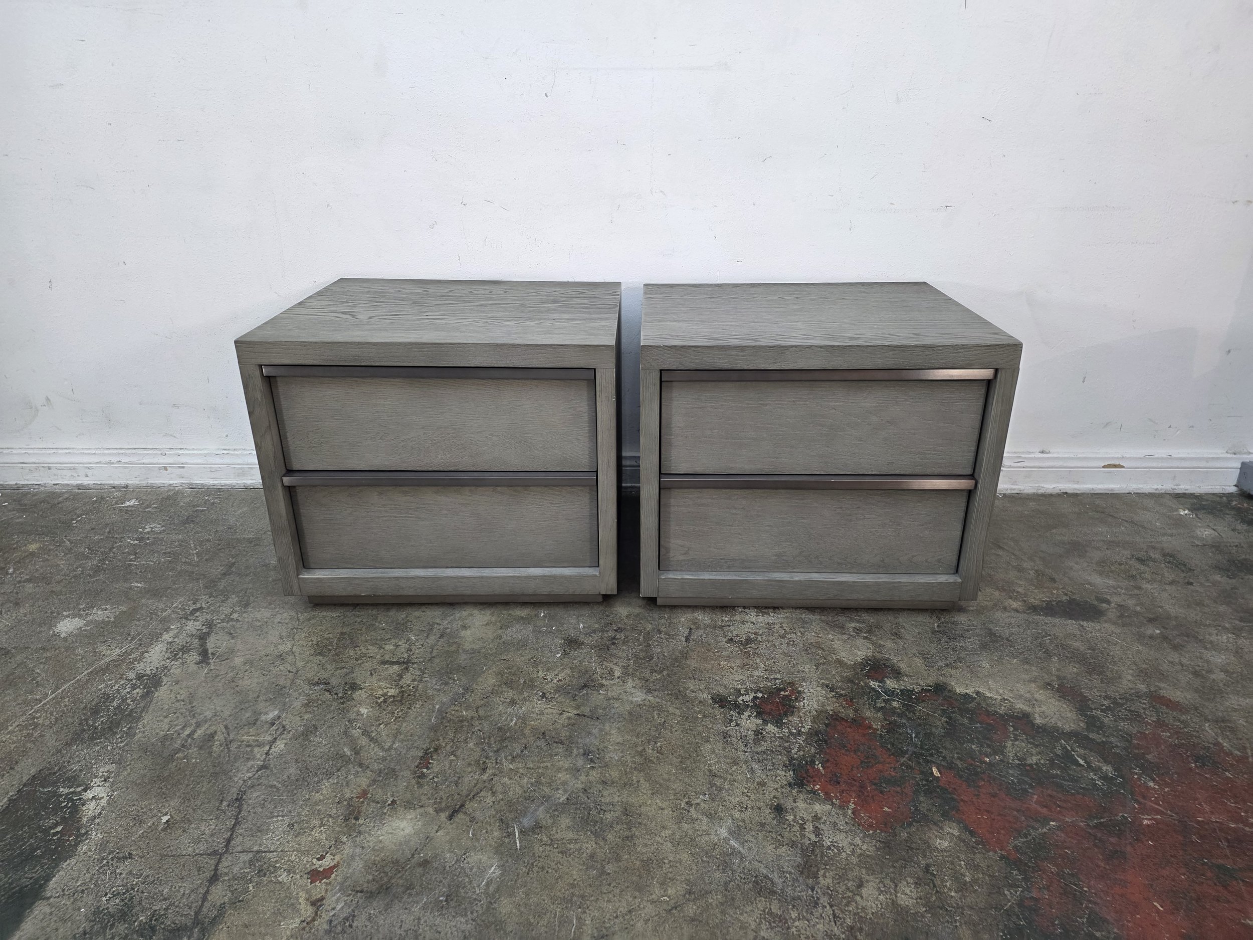 Restoration Hardware Bezier Closed nightstands Grey Oak Set of 2