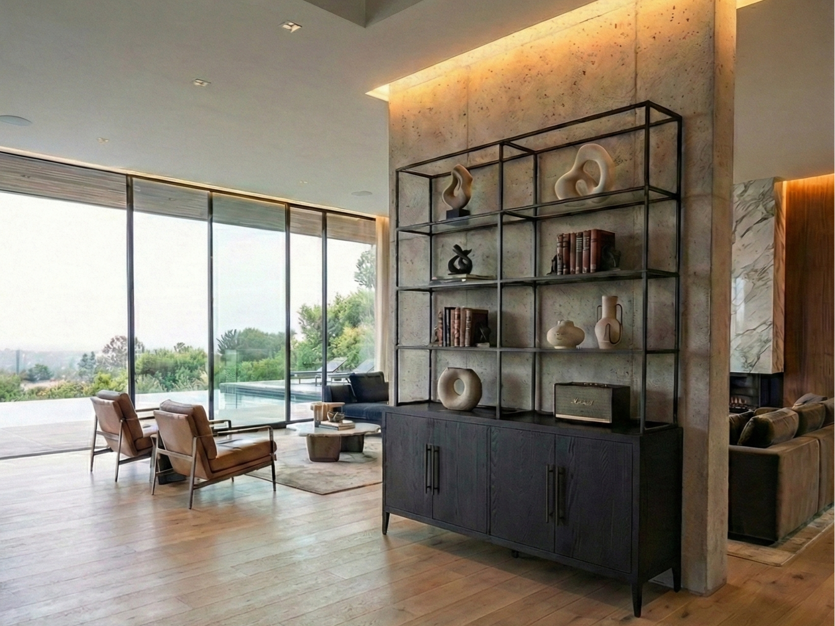 Restoration Hardware French Contemporary 4-Door Sideboard Black Oak