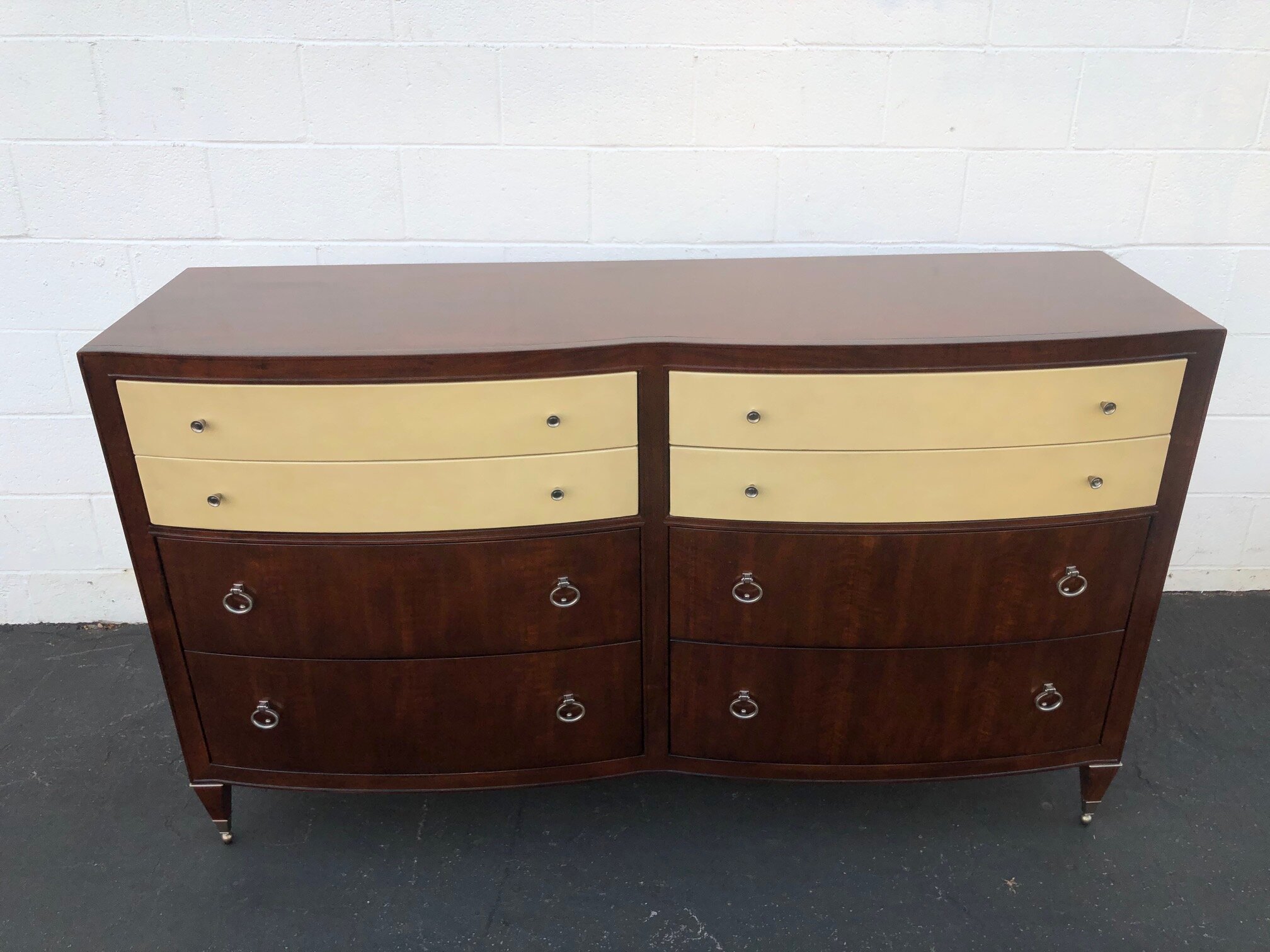 Caracole Dresser W 8 Drawers Leather Wrapped Top Drawer